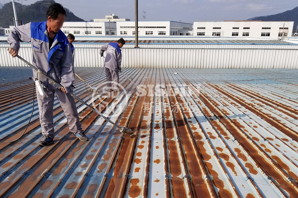 斯鼎合作施工隊正在企業(yè)廠房上作業(yè)